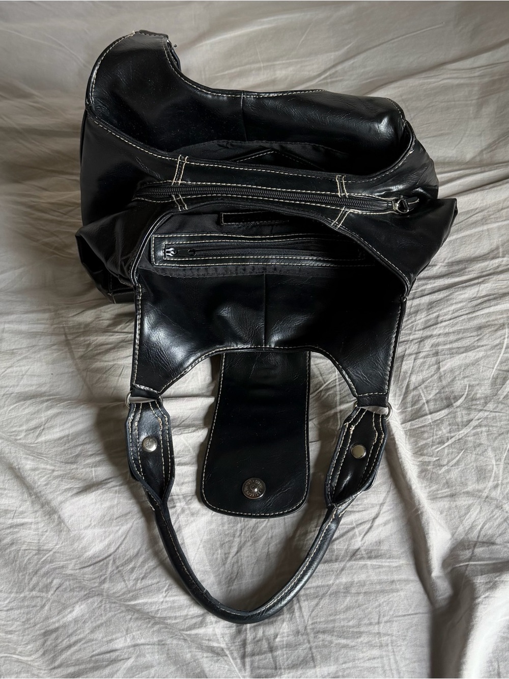 St. John's Bay Black Studded Shoulder Tote - Picture 3 of 3
